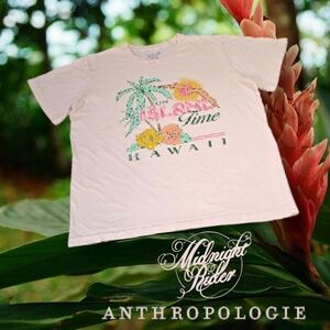 Midnight‎ Rider x Anthropologie Hawaii On Island Time Graphic T-shirt Coral M